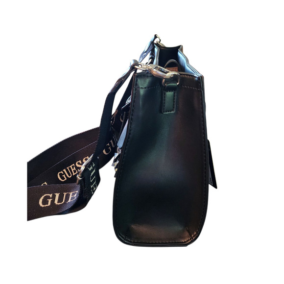 Guess Finianan black faux leather satchel crossbody bag - Picture 3 of 7